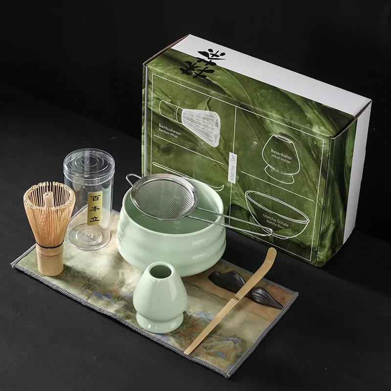 4-7pcs/set Handmade Home Easy Clean Matcha Tea Set Tool Stand Kit Bowl Whisk Scoop Gift Ceremony Traditional Japanese Accessorie