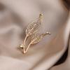Elegant Leaf Brooch High-end Women's Versatile Diamond-encrusted Brooch High-end and Light Luxury Brooch Accessory
