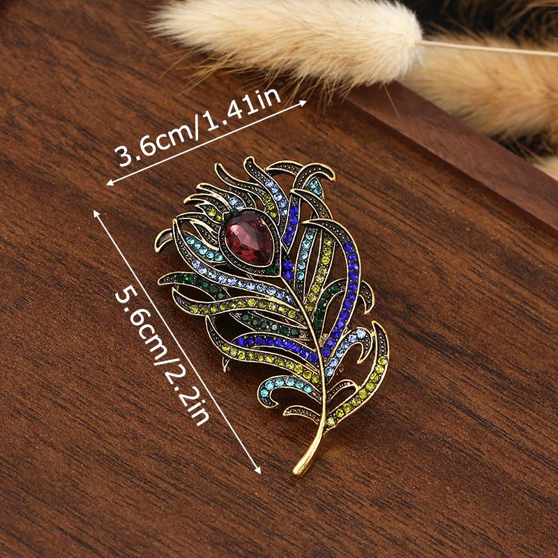 1PC Enamel Vintage Pin with Rhinestones Party Pearl Elegant Bag Badges Gifts Feather Brooch Dinner Unisex