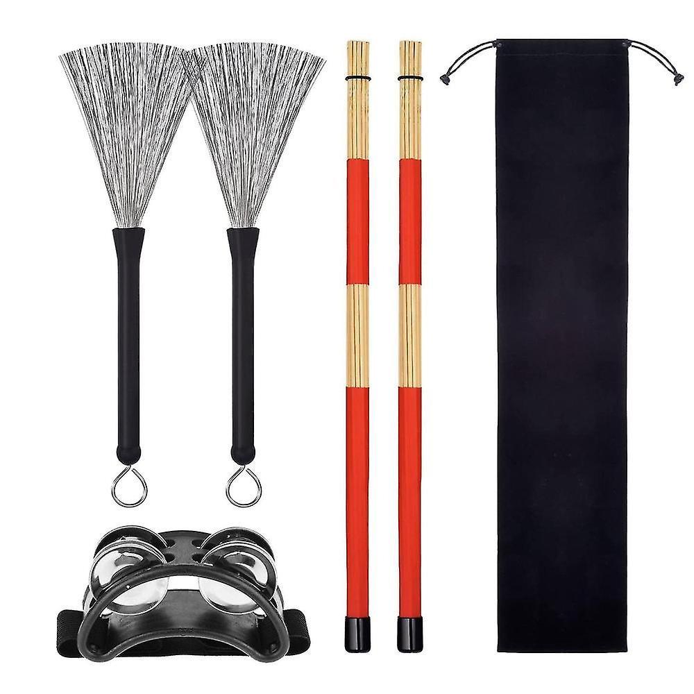 Einziehbares Metall-Trommelbürsten-Set - 19er Bündel, Drumsticks & Zubehör