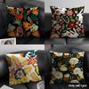 Fresh Floral Pattern Cushion Cover Summer Breathable Linen Organic Fabric Double-Sided Printing Sofa Pillow Case Home Decor