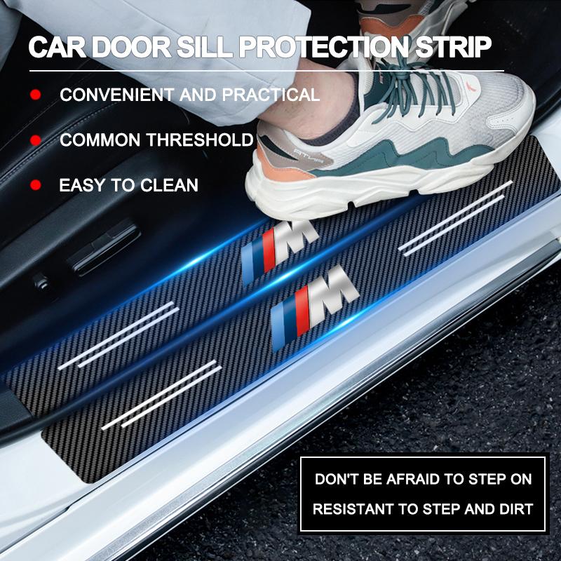 BMW Car Door Sill Scuff Plate Decor Carbon Fiber Stickers For BMW M E46 E90 E60 F30 F10 E39 E36 F20 G30 G20 E87 E92 E91 E30 F11 xn8