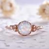 Elegant European & American 18k Rose Gold Plated Moonstone Diamond Engagement Ring with White Opal