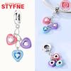 Silver 925 Colored Zircon Heart-shaped Pendant Beads Charm Fit Bracelet Jewelry Making Fine Gift for Women