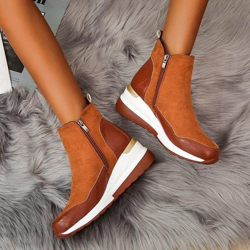New Large Size 43 Ankle Boots Women's Winter Heightening Short Boots Women's Wedge Heel Snow Boots Thick-soled Cotton Shoes
