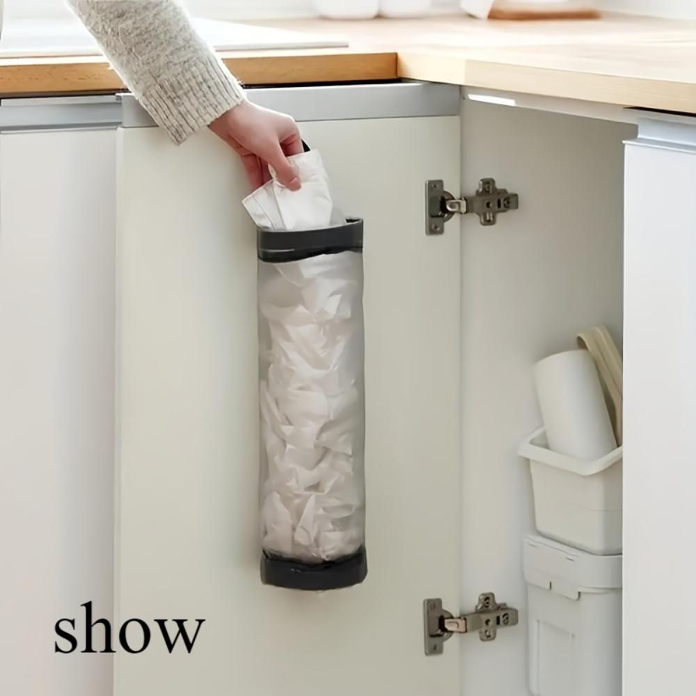 Foldable Mesh Grocery Bag Rack, Breathable Plastic Bag Dispenser, Kitchen Garbage Bag Storage Box with Hanging Storage