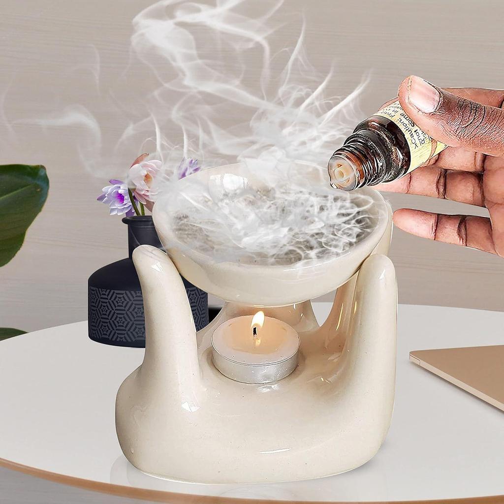 Keramický ruční typ aroma difuzéru olejové lampy s růžovým olejem 10ml