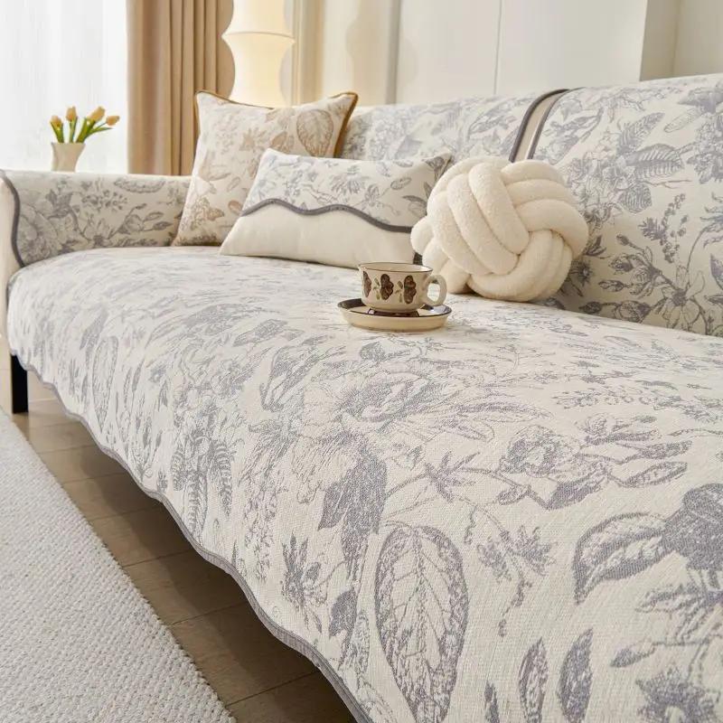 Univerzální celoroční chenilový polštář na pohovku Jednoduchý měkký a k pokožce šetrný potah na pohovku Pratelný v pračce Protiskluzová látka na pohovku