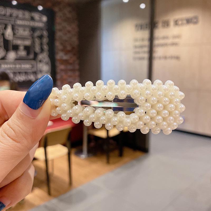 Korean Rhinestone Pearl Hairpin for Women: Elegant Side Clip for Bangs