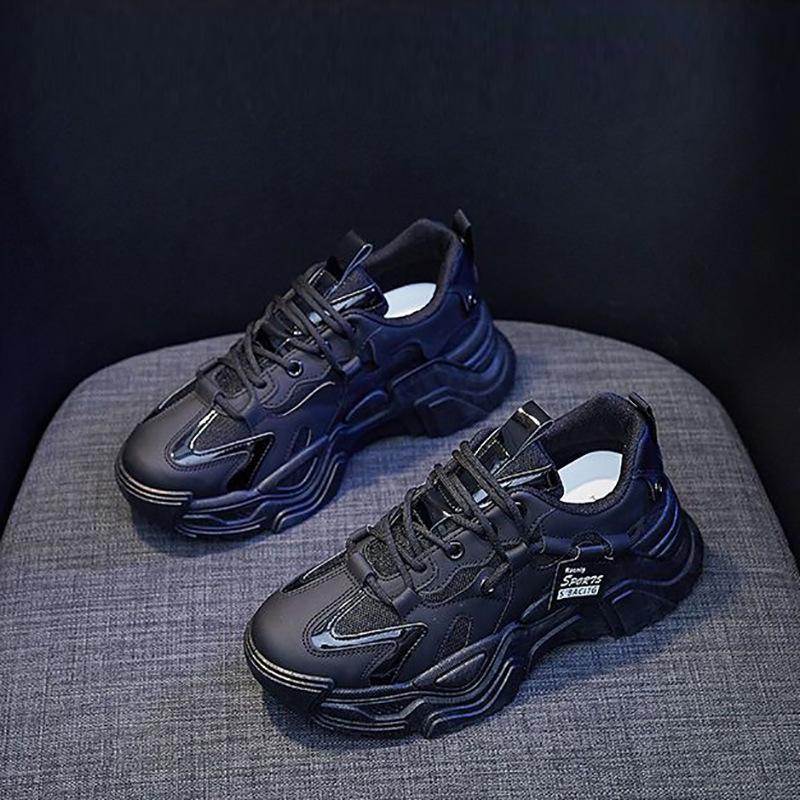 High-quality Women's Shoes 2024 Spring and Autumn New Ins Super Popular Dad Shoes Thick Sole Heightening Soft Leather Versatile Single Shoes