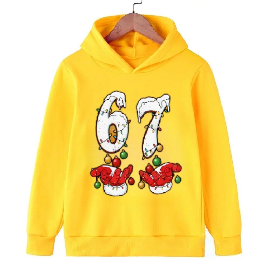 Viral "67 Vibe" Warm Kids Hoodie Toddler Hooded Sweatshirt for Boys Girls Fashionable Funny Children's Sweatshirt Christmas Gift