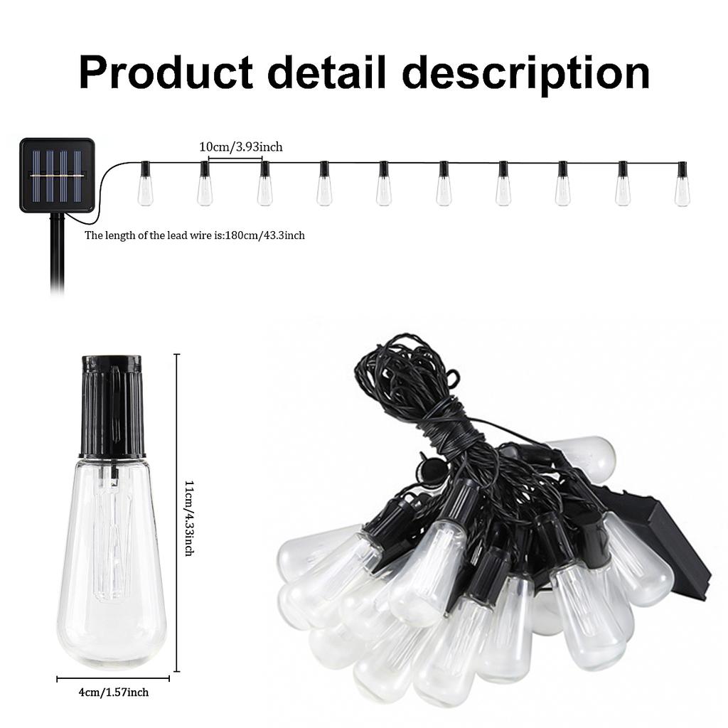 Globe Outdoor LED String Lights Plastic Shatterproof Bulbs Waterproof Patio Lights for Garden Outside Backyard Porch Decor Fairy