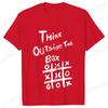 Retro Men's T-Shirt Think Outside The Box Print Short Sleeve T-Shirt Summer Casual Tees Top Loose Oversized T-Shirt for Men