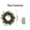 Pre-Lit Artificial Christmas Wreath,  Artificial Christmas Garland For Front Door With Red Bow, Cones, Red Berries,