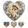 Heart Shaped Nativity Pendants Wooden Hanging Ornament for Christmas Tree Decorations, Retro Religious Vintage Style Holiday Tags Scene Garland