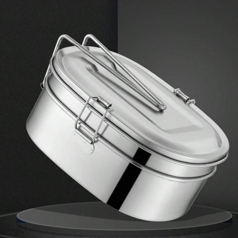 Double Layers Bento Lunch Box - Stainless Steel Rectangular, Sealed Leakproof, Adult Student Lunch Container, Food Storage Box