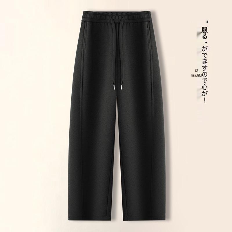 

Stylish Plus-Velvet High-Waisted Woolen Trousers for Women - 2026 Spring/Winter Loose Straight-Leg Casual Pants 3XL / 31 for 135-145 jin темно-серого