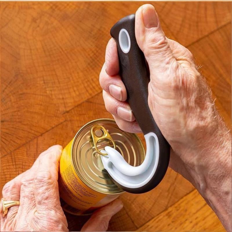New Design Easy-Grip Hook Can Opener - Durable Plastic, Perfect For Home & Restaurant Use, Ideal Christmas Party Accessory