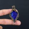 Lapis Lazuli Gemstone Pure Copper Wire Wrapped Handmade Pendant Jewelry