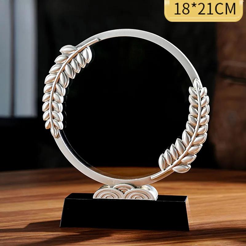 Customized Metal Wheat Ear Gold, Silver, Copper Crystal Trophy, Competition Outstanding Employee, Rotundity Award Souvenirs, 1Pc
