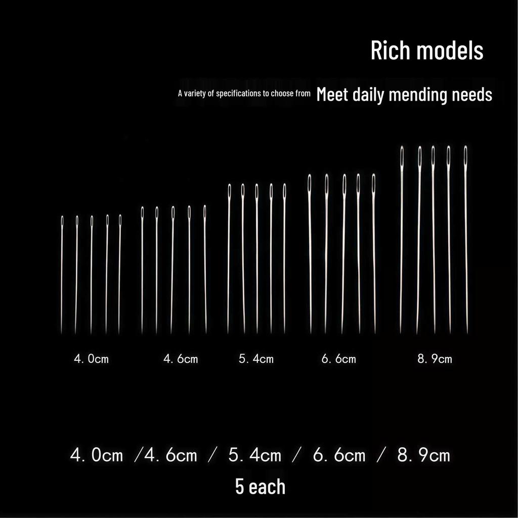 34-Piece Big Eye Steel Needle Sewing and Embroidery Kit for Seniors