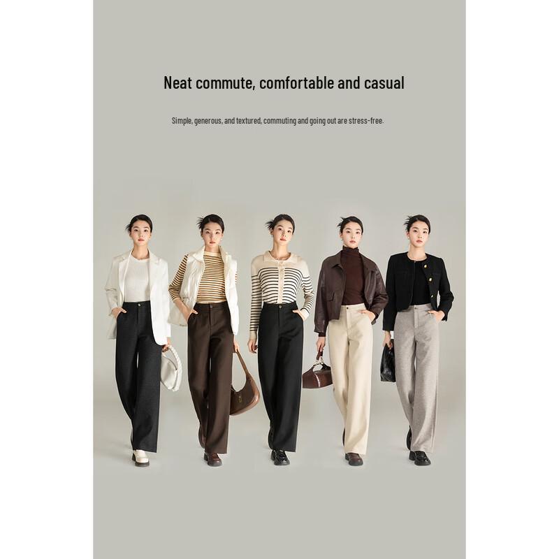 Mengshuya Women's High-Waist Slim-Fit Straight-Leg Pants