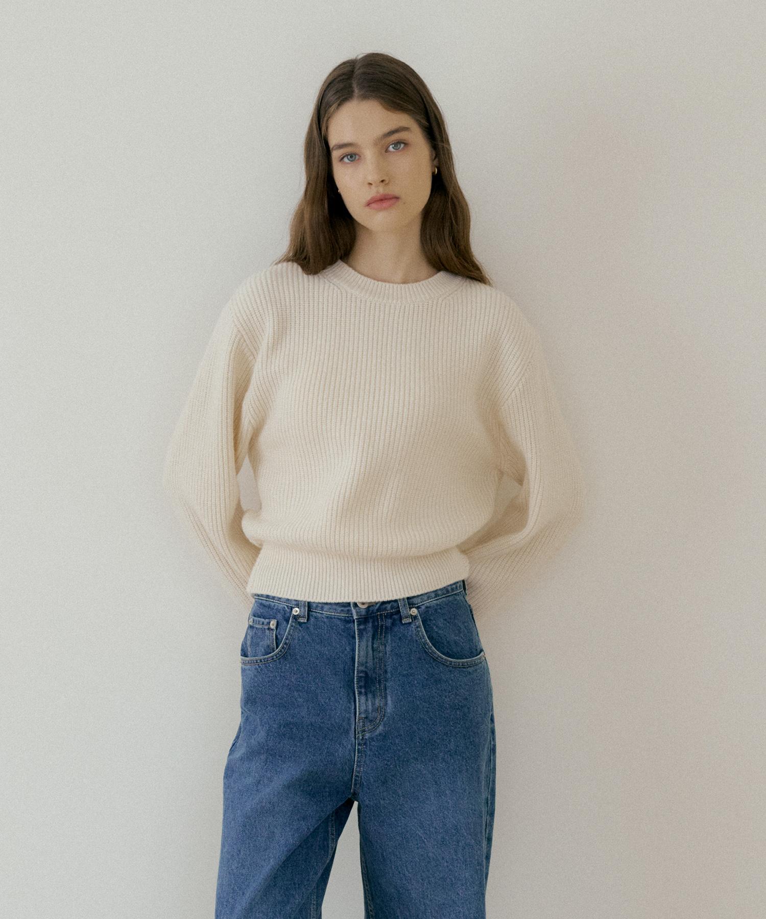 The Penny Back Open Wool Knit Ivory/Free