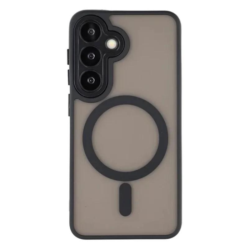 

For Samsung Galaxy S25 FE Back Cover Compatible with MagSafe WANLONFENG QB1 Series PC TPU Shockproof Phone Case Black