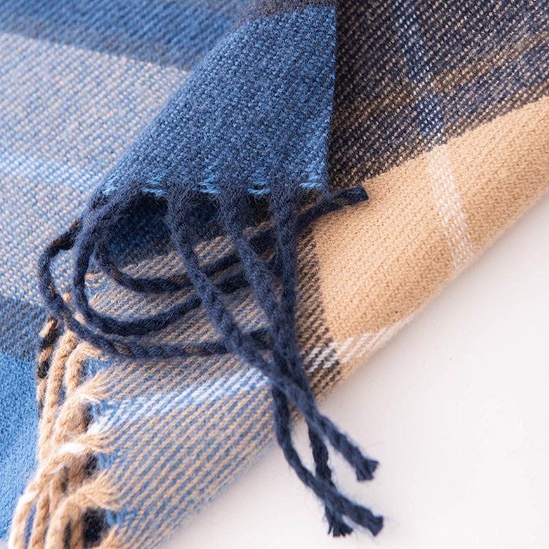 Imitation Cashmere Plaid Scarf Women's Winter High End Fashion Simple Scarf Mid Length Warm Shawl