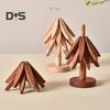 Wooden Trivets for Hot Dishes Tree Shape Trivet Set Special Texture Coaster Hot Pot Holder 4 Triangular Mats + 1 Stand Multifunctional Kitchen Table