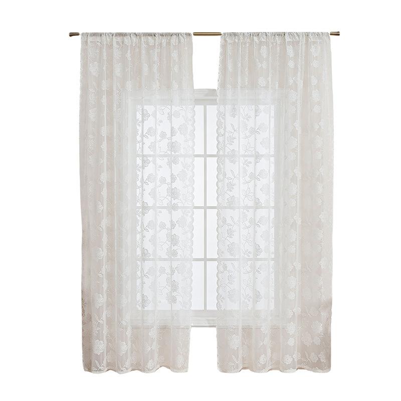 French Korean Wave Lace Gauze Curtain Living Room Bedroom Balcony Curtain Embroidery Partition Finished Curtain