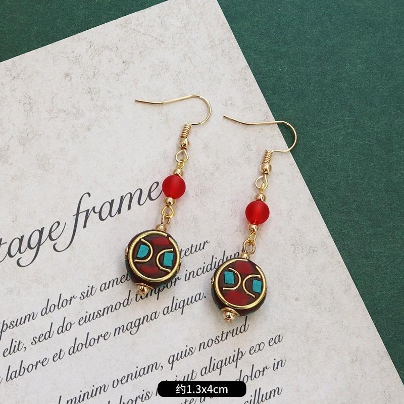 Retro niche design Nepalese exotic Tibetan earrings femininity simple personality handmade earrings
