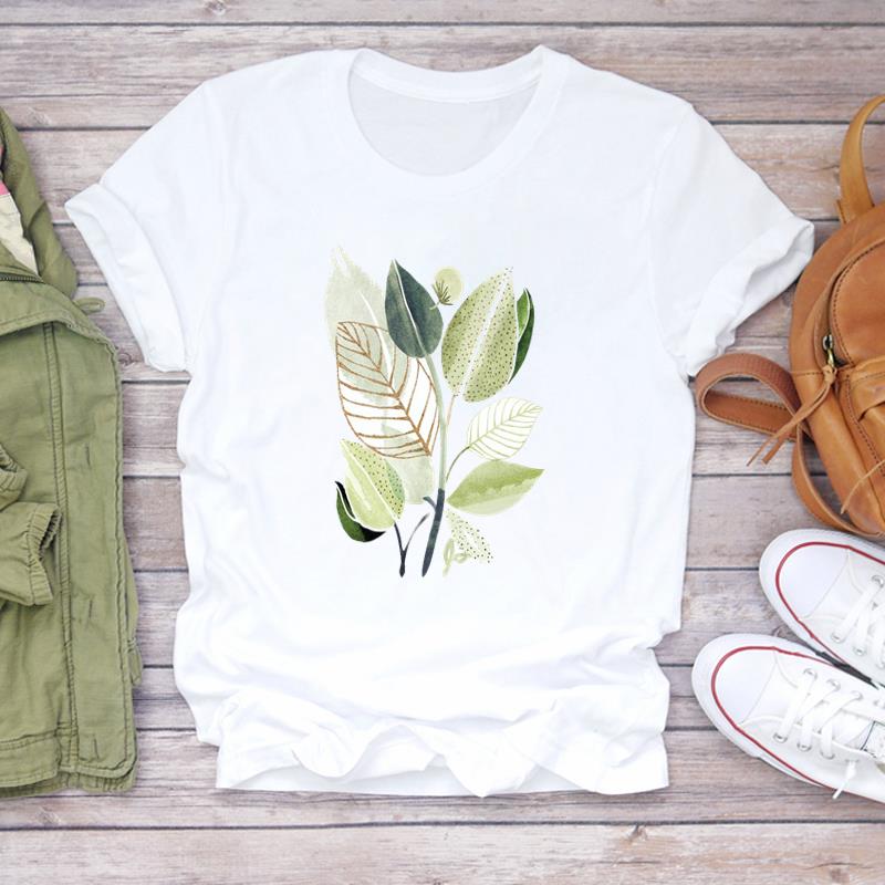 (Европейский размер) Женская футболка с принтом в стиле 90-х, женская, женская, акварельный принт, элегантная, милая, топ, модная футболка, одежда, повседневная, с коротким рукавом, графическая футболка 4XL