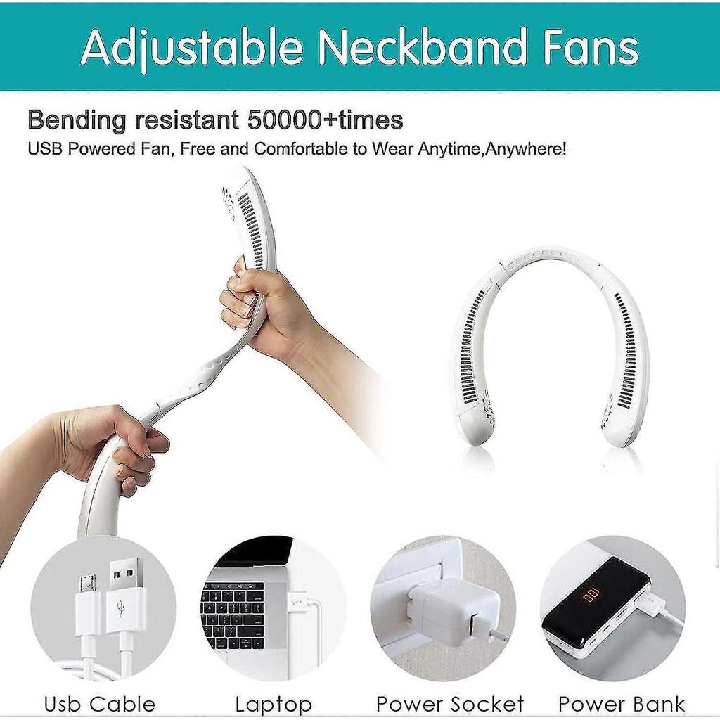 Portable Personal Hanging Neck Fan, Hands-free Battery Rechargeable Neck Fan With 3 Speeds, Portable Bladeless Fan For Office, Sports, Travel, Camping