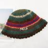 Rainbow Stripe Pattern Crochet Bucket Hat Ladies Commute Camping Fisherman Cap with Stripe Pattern for Girlfriend
