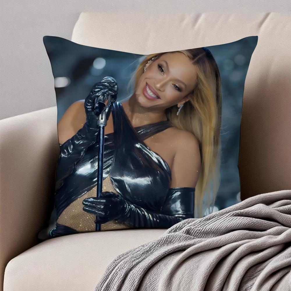 SINGER BBeyoncé Giselle Knowles Cushion Cover Pillowcase Antidustmite Invisible Zipper Short Plush Sofa Cushion