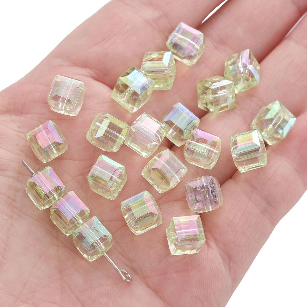 Ręcznie robione koraliki akrylowe 8mm iluzja imitacja szklanych kwadratowych koralików ręcznie robione akcesoria diy luźne koraliki koraliki ręczne łańcuszek do telefonu komórkowego materiał pakiet