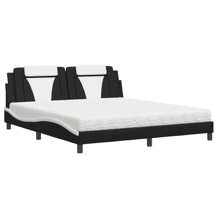 VidaXL Lit avec Matelas, Lit Rembourré avec Coussin de Tête de Lit, Lit Double, Lit Adulte, Meuble de Chambre à Coucher 3208815