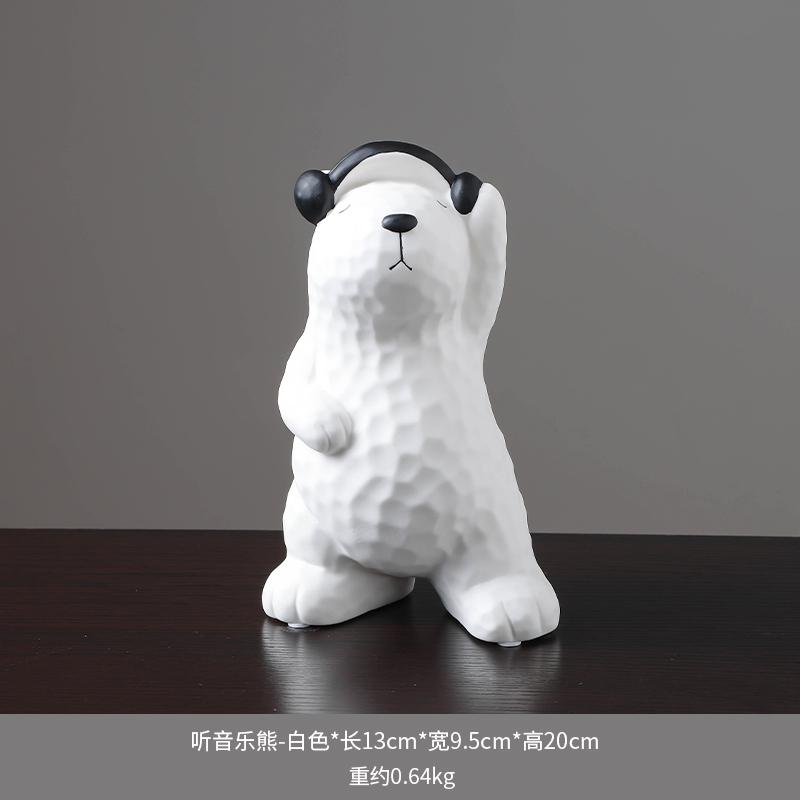White Statuettes Resin Polar Bear Animal Ornament Sculpture Electroplating Decoration for Living Room Wine Cabinet Figurines