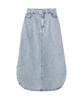 Denim Long Light Size F Side-slit Skirt, Blue,