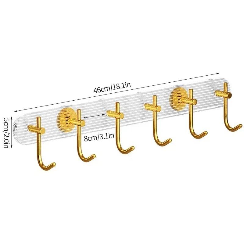 Luxury Bathroom Hooks Gold Silver No Drilling Wall Hanging Hook Self-adhesive Towel Bag Holders Clothes Punch-free Hanger