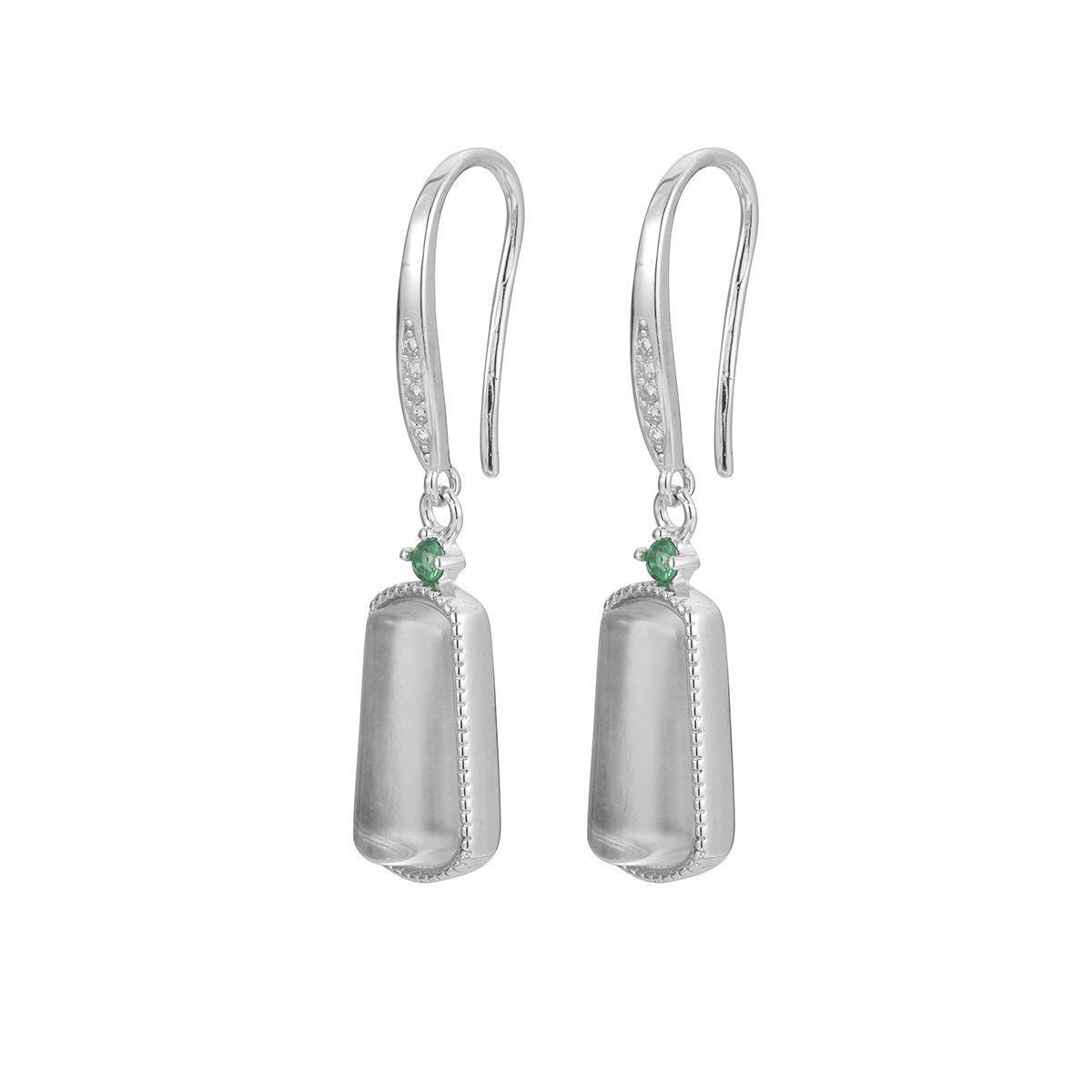 

Серьги женские с инкрустацией из кварцита и нефрита, независимо от бренда, высокие серьги-крючки для ушей, темпераментные серьги 925 Silver