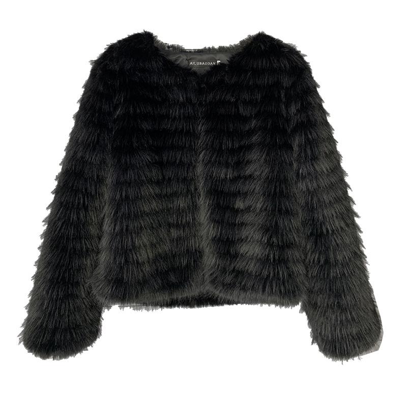 

Пальто Тока из искусственного меха финской лисы в полоску, корейское однотонное женское короткое пальто M