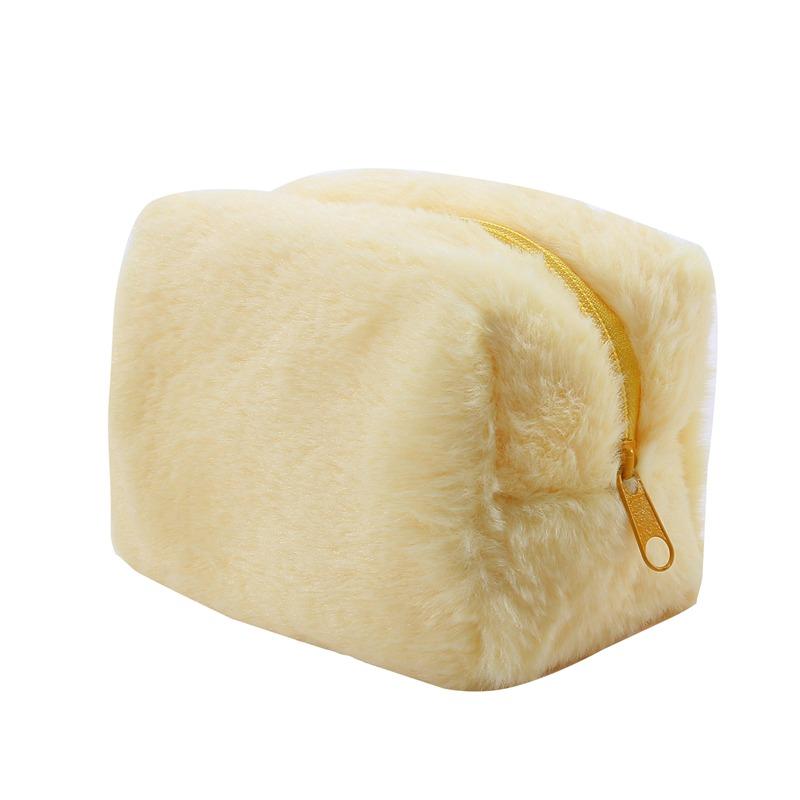 

Меховые косметички для женщин, мягкая дорожная косметичка, органайзер, чехол для юных леди и девушек, необходимые твердые сумки жёлтый