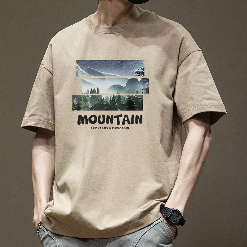 Short Sleeved T-shirt for Men In Summer Thin Style Trendy Brand Loose Round Neck Pure Cotton Base Shirt Printed T-shirt Top