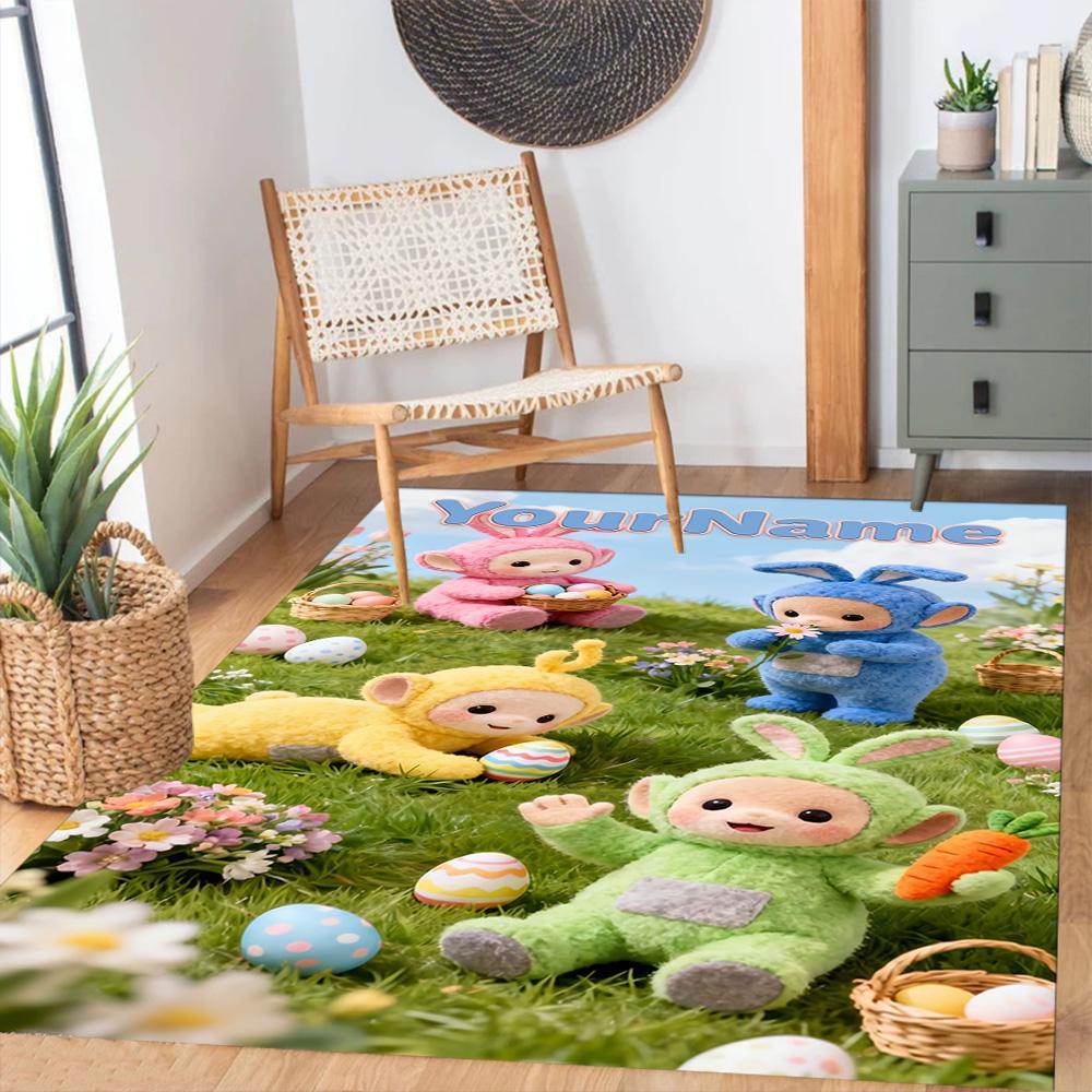 Teletubbies Personalized Name Area Rug Suitable for Living Rooms Decorate Room Dormitory Foyer Antislip Carpet Anime Office Decor