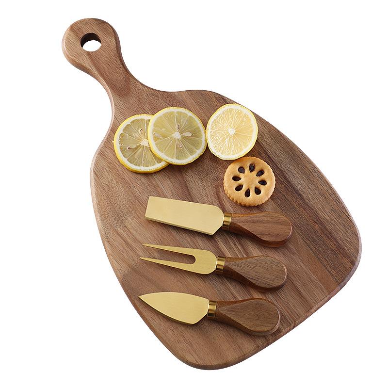 Acacia Wood Cutting Board Cutting Board Steak Western Fruit Chopping Board   Set Cheese Knife Three-piece Set