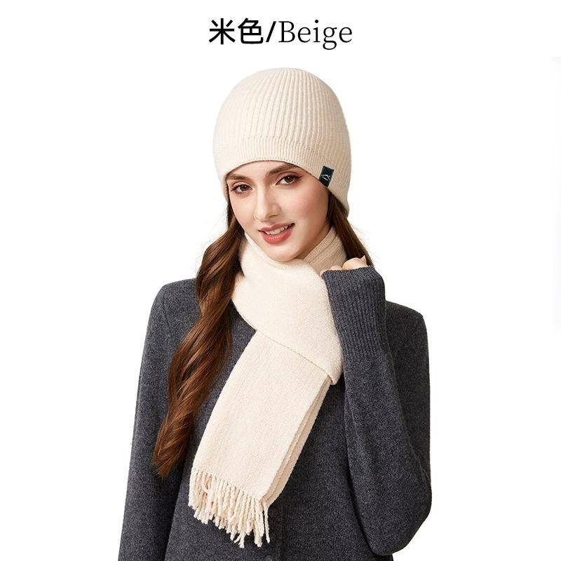Unisex Warm Hat and Neck Scarf Set for Outdoor Cold Protection Knit Woolen Cap with Ear Cover For Men and Women