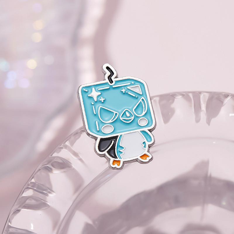 Cartoon Delightful Blue Alloy Brooch Creative Pin Unique Decorative Apparel Item