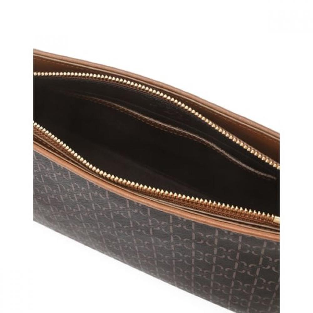 Daks Brown Dd Pattern Leather Shoulder Bag Dcba6e871w3